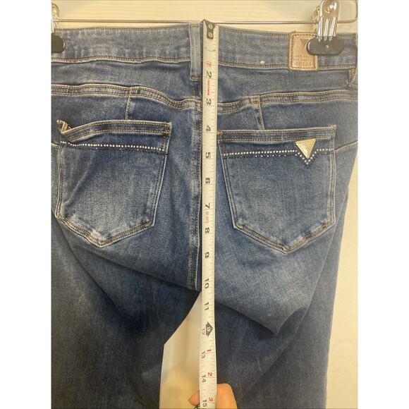Guess Womens 28 Blue Denim Jeans Curve X 5 Pockets Stretchy Rhinestones Curvy - Picture 7 of 10